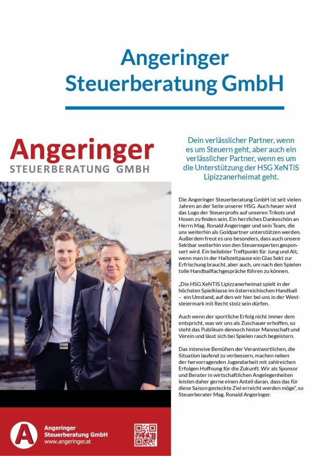 Foto: Angeringer Steuerberatung GmbH bleibt Partner bei der HSG - Angeringer Steuerberatung GmbH bleibt Partner bei der HSG